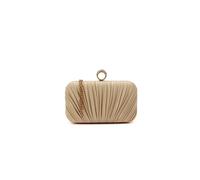 Kitise Women's Ringstone Clasp Elegant Satin Pleated Evening Clutch Bag in Gold