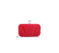 Kitise Women's Ringstone Clasp Elegant Satin Pleated Evening Clutch Bag in Red Kitise Red One Size