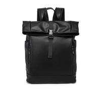 Kitise Women's Roll Top Backpack with Zipper Pockets & Buckle Closure in Black Kitise Black