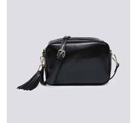 Kitise Women's Shin Shiny Metallic Tassel Charm Camera Crossbody Bag in Black
