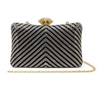 Kitise Women's Shiny Rhinestone Studs Diamante Clap Evening Clutch Bag in Black