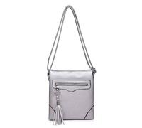 Kitise Women's Slim Faux Leather Double Section Crossbody Bag Tassel Charm in Silver Kitise Silver One Size