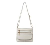 Kitise Women's Slim Multi-Pocket Crossbody Bag Zippered Compartments in White