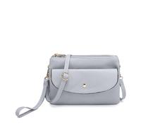 Kitise Women's Small Double Comparments Crossbody Purse WristletBag with Front Snap Pocket in Grey