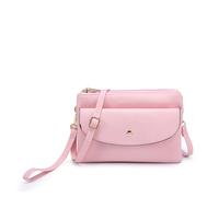 Kitise Women's Small Double Comparments Crossbody Purse WristletBag with Front Snap Pocket in Pink Kitise Pink One Size