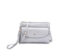Kitise Women's Small Double Comparments Crossbody Purse WristletBag with Front Snap Pocket in Silver