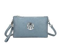 Kitise Women's Small Double Compartment Medallion Detail Crossbody Purse Handbag in Blue