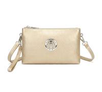 Kitise Women's Small Double Compartment Medallion Detail Crossbody Purse Handbag in Gold