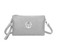 Kitise Women's Small Double Compartment Medallion Detail Crossbody Purse Handbag in Light Grey Kitise Light Grey One Size