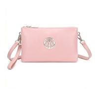 Kitise Women's Small Double Compartment Medallion Detail Crossbody Purse Handbag in Pink Kitise Pink One Size