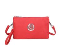 Kitise Women's Small Double Compartment Medallion Detail Crossbody Purse Handbag in Red