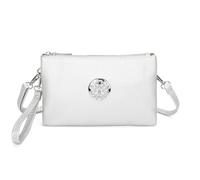 Kitise Women's Small Double Compartment Medallion Detail Crossbody Purse Handbag in Silver