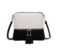 Kitise Women's Small Flat Tassel Accent Front Pocket Crossbody Handbag