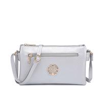 Kitise Women's Small Front Zipper Slim Multi Compartments Crossbody Purse Bag in Silver Kitise Silver One Size