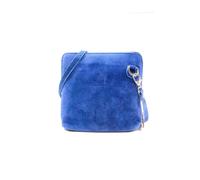 Kitise Women's Small Genuine Italian Suede Leather Zip Around Crossbody Bag in Bright Blue