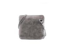 Kitise Women's Small Genuine Italian Suede Leather Zip Around Crossbody Bag in Dark Grey