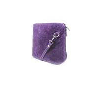 Kitise Women's Small Genuine Italian Suede Leather Zip Around Crossbody Bag in Purple
