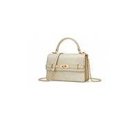 Kitise Women's Small Glossy Top Handle & Turn Lock Crossbody Clutch Bag in Gold