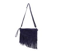 Kitise Women's Small Multi-Functional Fringe Italian Suede Leather Wristlet Purse Bag Crossobody Handbag in Navy Kitise Navy One Size