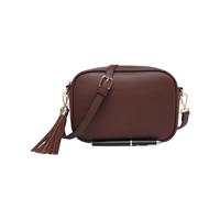 Kitise Women's Small Plain Colour Crossbody Camera Bag With Tassel Charm in Dark Brown