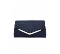 Kitise Women's Small Shiny V Shape Glitter Envelope Clutch Bag With Chain Strap in Blue