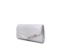 Kitise Women's Small Shiny V Shape Glitter Envelope Clutch Bag With Chain Strap in Pink