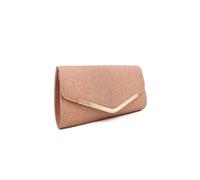 Kitise Women's Small Shiny V Shape Glitter Envelope Clutch Bag With Chain Strap in Rose Gold Kitise Rose Gold One Size