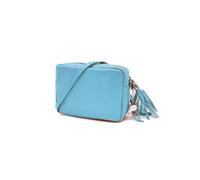 Kitise Women's Small Slim Genuine Italian Leather Tassel Crossbody Bag in Turquoise