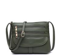 Kitise Women's Small Slim Multilayer Zip Crossbody Messenger Bag in Green Kitise Green One Size