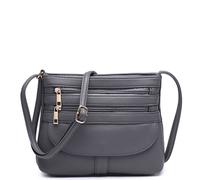 Kitise Women's Small Slim Multilayer Zip Crossbody Messenger Bag in Grey Kitise Grey One Size