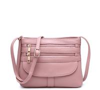 Kitise Women's Small Slim Multilayer Zip Crossbody Messenger Bag in Pink