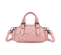 Kitise Women's Small Trendy Studded Star Quilted Crossbody Shoulder Bag in Pink