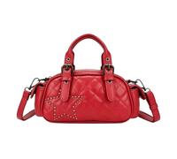 Kitise Women's Small Trendy Studded Star Quilted Crossbody Shoulder Bag in Red
