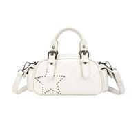 Kitise Women's Small Trendy Studded Star Quilted Crossbody Shoulder Bag in White