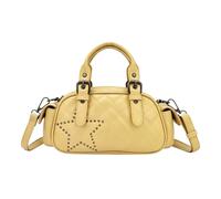Kitise Women's Small Trendy Studded Star Quilted Crossbody Shoulder Bag in Yellow