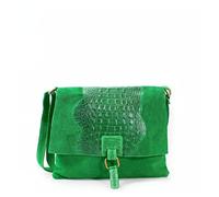 Kitise Womens Soft Italian Suede Leather Croc Skin Pattern Flap Over Small Shoulder Messenger Handbag Cross Body Side Bag For Ladies (Orange)