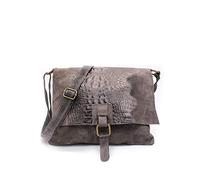 Kitise Womens Soft Italian Suede Leather Croc Skin Pattern Flap Over Small Shoulder Messenger Handbag Cross Body Side Bag For Ladies