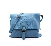 Kitise Womens Soft Italian Suede Leather Croc Skin Pattern Flap Over Small Shoulder Messenger Handbag Cross Body Side Bag For Ladies