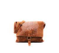 Kitise Womens Soft Italian Suede Leather CrocSkin Pattern Flap Over Small Shoulder Messenger Handbag Cross Body Side Bag For Ladies (Brown)