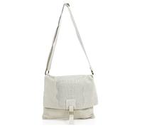 Kitise Womens Soft Italian Suede Leather CrocSkin Pattern Flap Over Small Shoulder Messenger Handbag Cross Body Side Bag For Ladies (Beige)