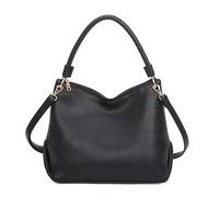 Kitise Womens Soft Vegan Leather Braided Handle Slouch Large Shopping Work Hobo Shoulder Bag Tote Handbag With Detachable Strap BLACK