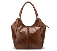 Kitise Women's Spacious Braided Top Handle Hobo Tote Bag in Brown