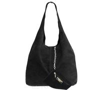 Kitise Women's Spacious Slouch Genuine Italian Suede Tote Handbag in Black Kitise Black