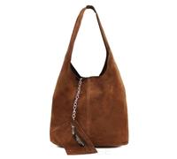 Kitise Women's Spacious Slouch Genuine Italian Suede Tote Handbag in Brown