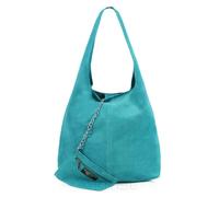 Kitise Women's Spacious Slouch Genuine Italian Suede Tote Handbag in Turquoise