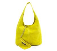 Kitise Women's Spacious Slouch Genuine Italian Suede Tote Handbag in Yellow