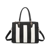 Kitise Women's Spacius PU Leather Striped Top Handle Shoulder Tote Bag in Black Kitise Black One Size