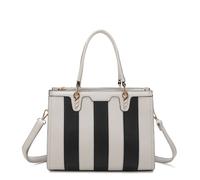 Kitise Women's Spacius PU Leather Striped Top Handle Shoulder Tote Bag in Grey Kitise Grey One Size