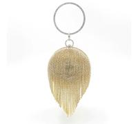 Kitise Womens Sparkling Rhinestones Fringed Ball Shape Evening Clutch Bag - GOLD