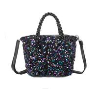 Kitise Women's Sparkling Sequins Braided Handle Shoulder Bag in Black Kitise Black One Size